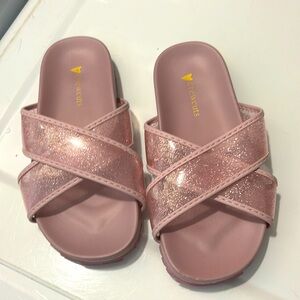 Jcrew kids purple glitter slides 9